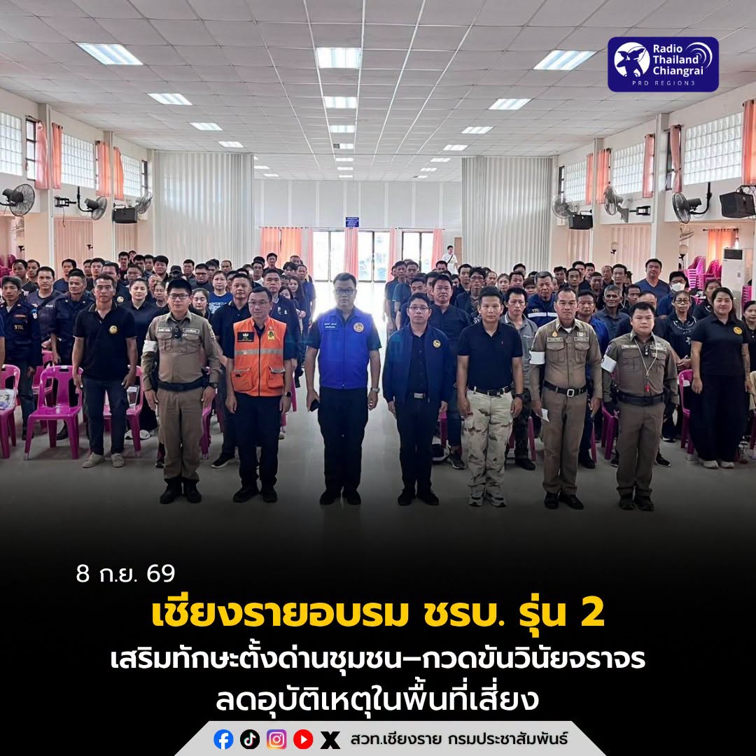เชียงรายอบรม ชรบ. รุ่น 2 เสริมทักษะตั้งด่านชุมชน&ndash;กวดขันวินัยจราจร ลดอุบัติเหตุในพื้นที่เสี่ยง